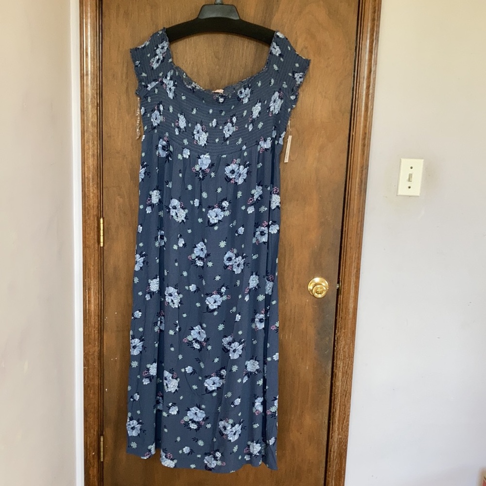 3/$33 So dress floral print off the shoulder smocked top boho long casual 2X jr